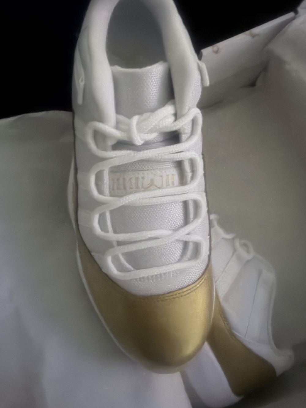 Women's White and Gold Athletic Shoes